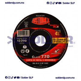 DISCO DE CORTE 4 1/2 AUSTRO MAX COD. AUS-770