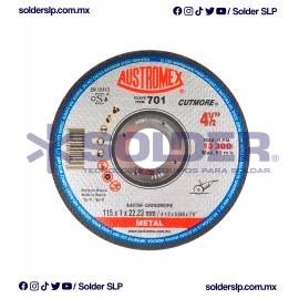 DISCO DE CORTE DE METAL 4 1/2 “X3/64X7/8 COD. AUS 701